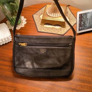 Fossil Slim Black Leather Crossbody
